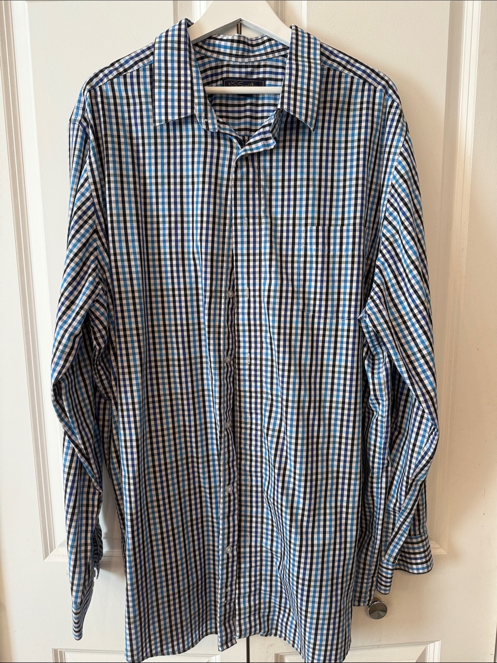 Signature Blue and White Checked Men's Button-Down Shirt